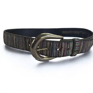 VTG Absolutely Fresh Woven‎ Tapestry Belt Women's Size S/M Gold Buckle Accent
